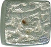 Square Silver Rupee Coin of Akbar of Delhi Mint.