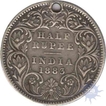 Silver Half Rupee Coin of Victoria Empress of 1883.