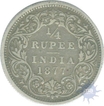 Silver One Fourth Rupee Coin of Victoria Empress of 1877.