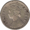 Silver One Fourth Rupee Coin of Victoria Empress of 1881.