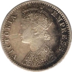 Silver One Fourth Rupee Coin of Victoria Empress of 1887.