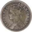 Silver One Fourth Rupee Coin of Victoria Empress of 1882.