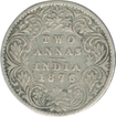 Silver Two Annas Coin of Victoria Empress of 1876.