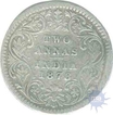 Silver Two Annas Coin of Victoria Empress of 1878.