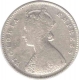 Silver Half Rupee Coin of Victoria Empress of Calcutta Mint of 1889.