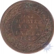 Copper Quarter  Anna Coin of Victoria Empress of Bombay Mint of 1884.