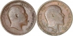 Copper Quarter Anna Coins of  King Edward VII of Calcutta Mint of 1903 and 1906.