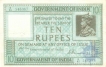 Ten  Rupees Bank Note of of King George V of  Signed by  H Denning of 1923.