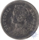 Silver Quarter Rupee Coin of Victoria Empress  of  Calcutta Mint of 1894.