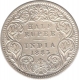 Silver Half Rupee Coin of Victoria Empress of Calcutta Mint of 1883.