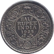 Silver Half Rupee Coin of  King George V of Calcutta Mint of 1925.