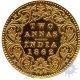 Gold Two Annas Coin of Victoria Queen of Bombay Mint of 1862 .