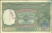 Hundred  Rupees Bank Note  of  King George VI of signed by C D Deshmuk of 1944.