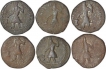 Copper Six Set of Different Denominations of Kushan Dynasty of Kanishka I. 