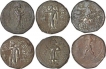 Copper Six Set of Different Denominations of Kushan Dynasty of Kanishka I. 