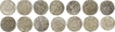 Lot of Silver Rupees Fourteen of Bengal Presidency of Muhammadabad Banaras Mint In the name of Shah Alam II. 