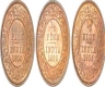 Set of Three Bronze Half Pice of King George V of Calcutta Mint.