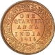 Bronze One Quarter Anna of King George V of Calcutta Mint of 1914.