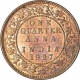 Bronze One Quarter Anna of King George V of Calcutta Mint of 1927.