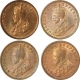 Lot of Four  One Quarter Anna of King George V of Calcutta Mint.