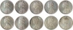 Lot of Ten Silver One Rupee of Victoria Queen and Victoria Empress of Calcutta and Bombay Mint.