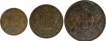 Copper Set of Three Coins of Madras Presidency of differerent denominations.