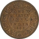 Copper One Quarter Anna of Victoria Empress of Calcutta Mint of 1882.