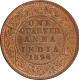 Copper One Quarter Anna of Victoria Empress of Calcutta Mint of 1896.