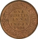 Copper One Quarter Anna Of King Edward VII of Calcutta Mint of 1906.