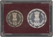 1980 Proof Set of Rural Womens Advancement of Two Coins of Bombay Mint.