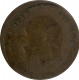 Error Copper One Quarter Anna of King Edward VII  Lakhi Brockage.