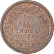 Copper Half Pice Coin of Victoria Empress of Calcutta Mint of 1889. 