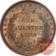 Copper One Quarter Anna Coin of East India Company of Birmingham Mint of 1858. 