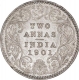 Silver Two Annas Coin of Victoria Empress of Calcutta Mint of 1901.