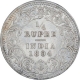 Silver Quarter Rupee Coin of Victoria Empress of Calcutta Mint of 1894. 