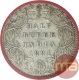 Silver Half Rupee Coin of Victoria Empress of Bombay Mint of 1884.