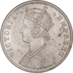 Silver One Rupee Coin of Victoria Empress of Calcutta Mint of 1892.