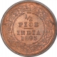 Copper Half Pice Coin of Victoria Empress of Calcutta Mint of 1893.