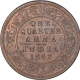 Copper One Quarter Anna Coin of Victoria Queen of Calcutta Mint of 1862. 