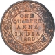 Copper One Quarter Anna Coin of Victoria Empress of Bombay Mint of 1889.