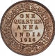 Copper One Quarter Anna Coin of King George V of Calcutta Mint of 1916.