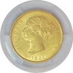 Gold One Mohur Coin of Victoria Queen of Calcutta Mint of 1841.