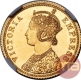 Gold Five Rupees Coin of Victoria Empress of Bombay Mint of 1879.