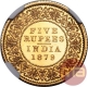 Gold Five Rupees Coin of Victoria Empress of Bombay Mint of 1879.