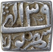 Silver Square One Rupee Coin of Akbar of Shahrewar Month. 