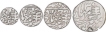 Set of Four Silver Rupee Coins of Madho Singh II of Sawai Jaipur Mint of Jaipur State.