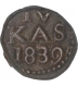 Copper Four Cash Coin of Frederik VI of Indo Danish. 