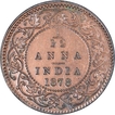 Copper One Twelfth Anna Coin of Victoria Empress of Calcutta Mint of 1878.