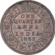 Copper One Quarter Anna Coin of Victoria Queen of Calcutta Mint of 1862.