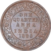 Copper One Quarter Anna Coin of Victoria Empress of Bombay Mint of 1886.